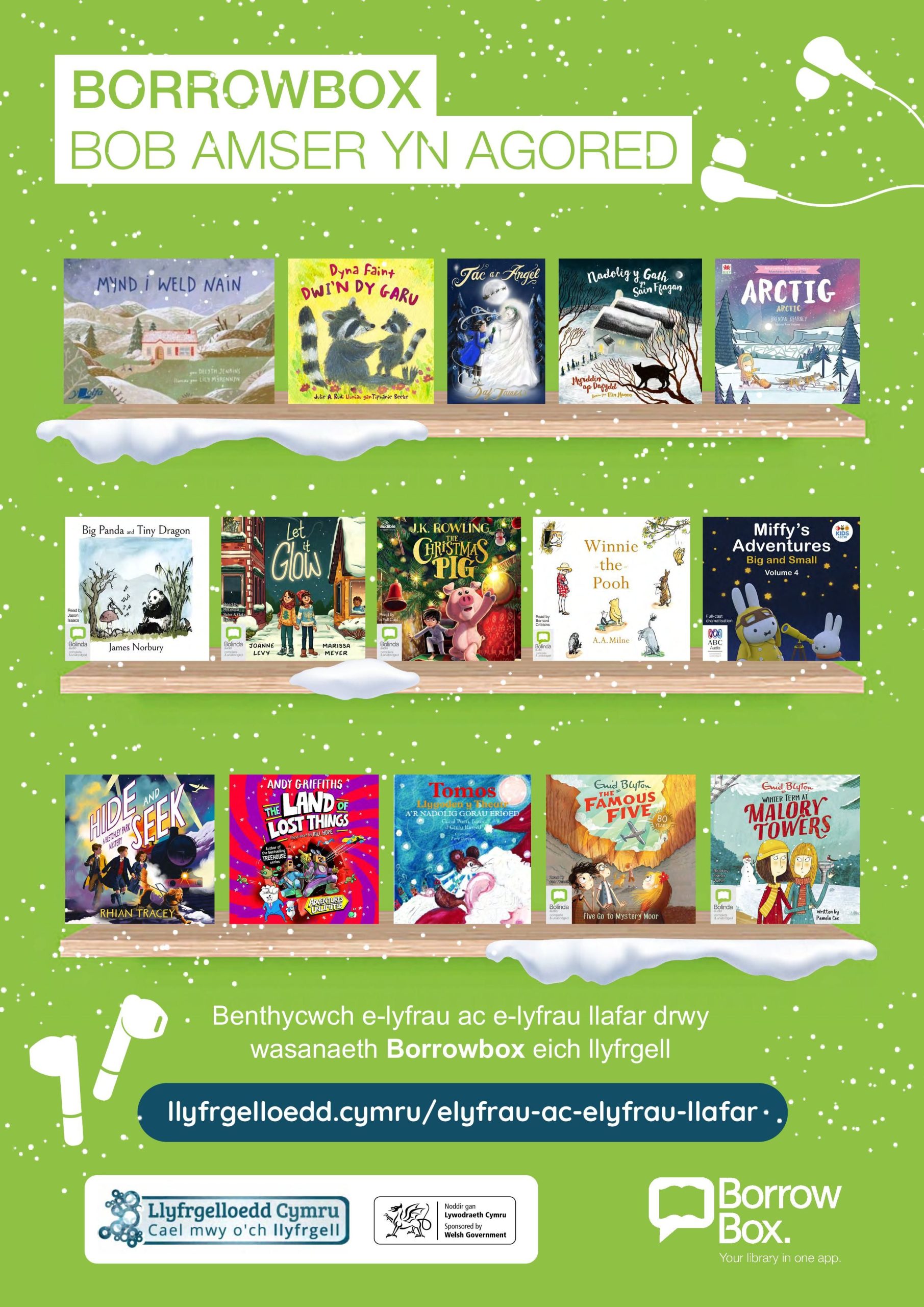 Llyfrau digidol i blant sydd ar Borrowbox